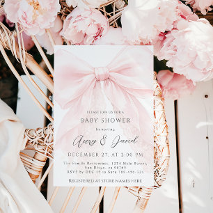Rosa band modern baby shower flicka inbjudningar