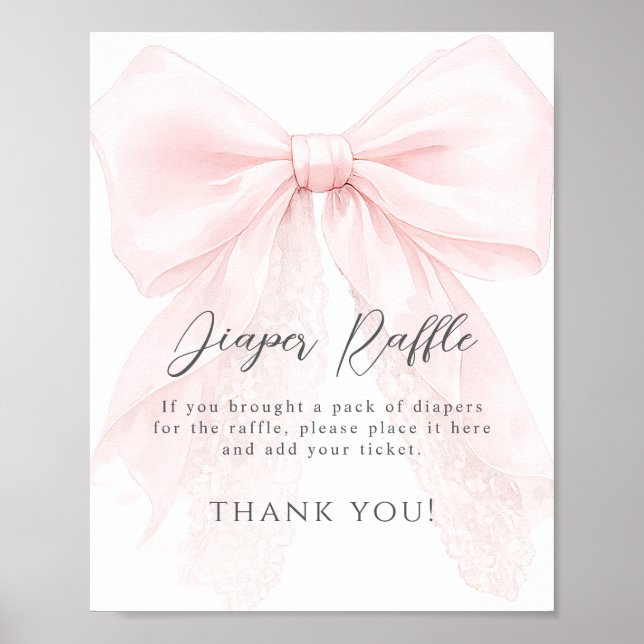 Rosa band modern baby shower flicka poster (Framsidan)