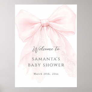 Rosa band modern baby shower flicka poster