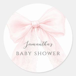 Rosa band modern baby shower flicka runt klistermärke