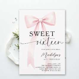 Rosa band modern elegant enkel chic Sweet 16 Inbjudningar