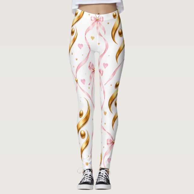 rosa band och rosett leggings (Framsida)