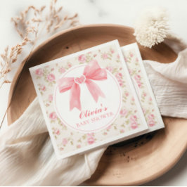 Rosa band och rosor snygg baby shower pappersservett