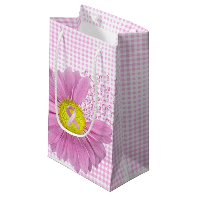 Rosa band och tusenskönor på gingham (Framsidan Vinklad)