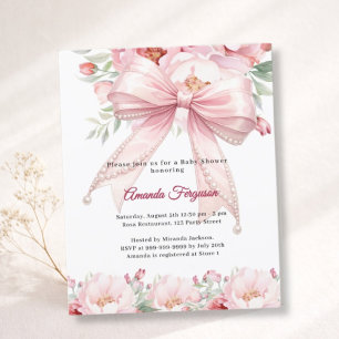 Rosa band pärlor blomster flicka Baby Shower-inbju