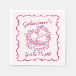 Rosa band retro hjärta Coquette tårta Galentines Pappersservett