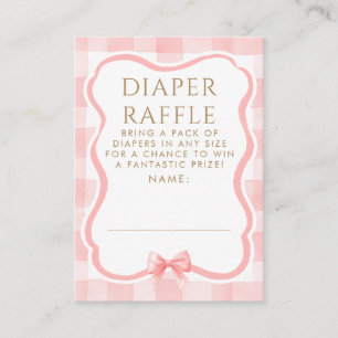 Rosa band rosa blöja lotteri baby shower biljetter tilläggskort