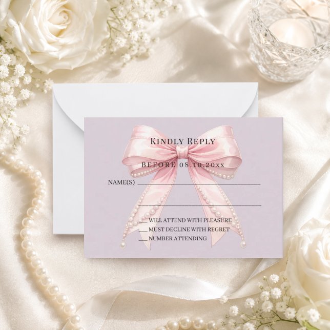 Rosa band rosa dammig svar RSVP Anteckningskort (Skapare uppladdad)