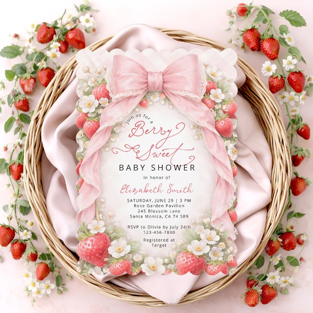 Rosa band rosenbär söta baby shower inbjudningar (Skapare uppladdad)