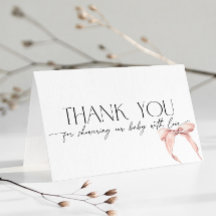 Rosa band rosenjolig Coquette baby shower tackkort