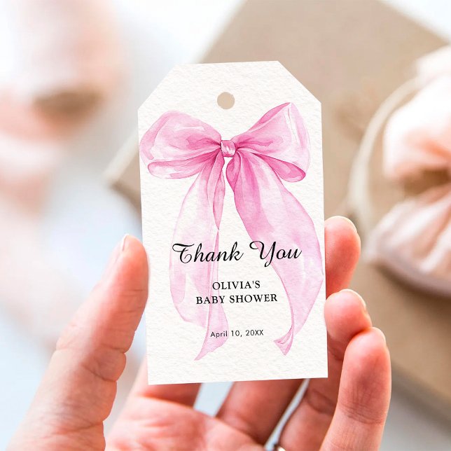 Rosa band Rosett Baby Shower Tack Kort (Skapare uppladdad)