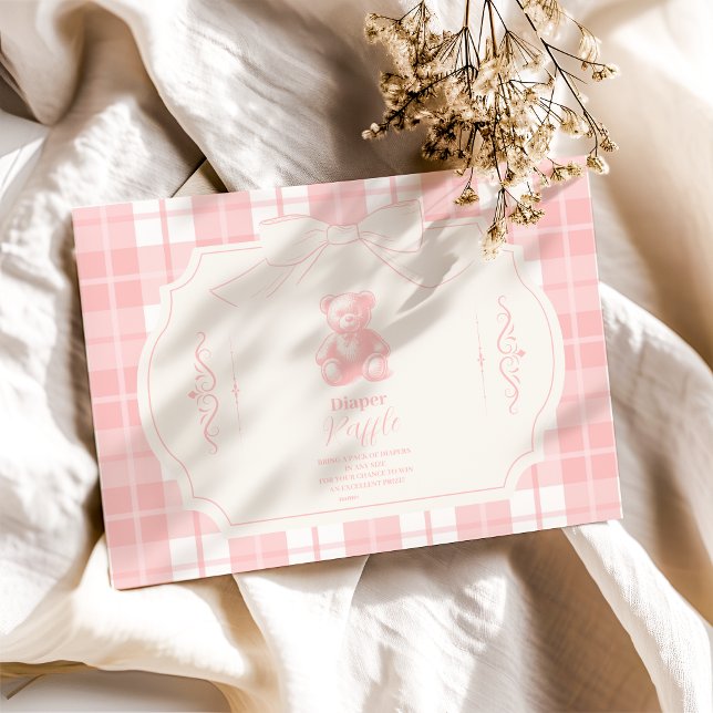 Rosa band rosett fransk Teddy blöja lotteri Tilläggskort (Skapare uppladdad)