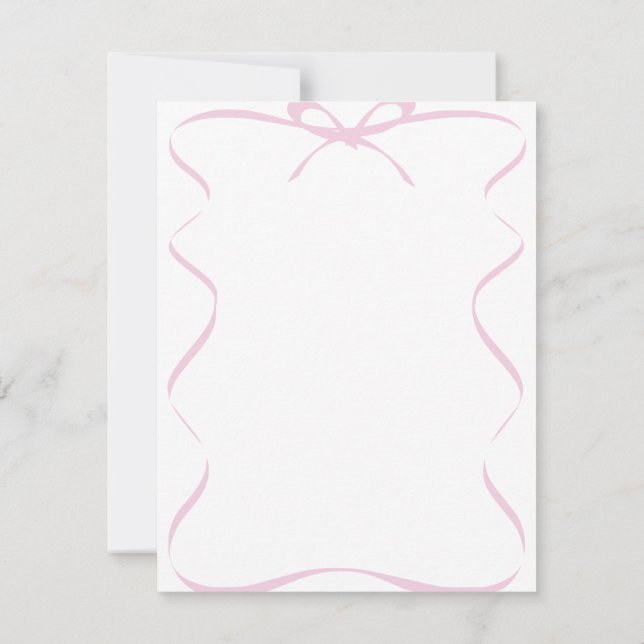 Rosa band rosett tomt anteckningskort (Baksida)