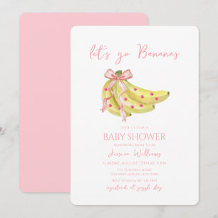 Rosa band Rosliga bananer Baby Shower Inbjudningar