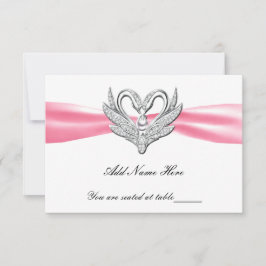 Rosa band silver svanar bordskort