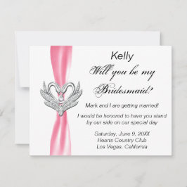 Rosa band silver svanar brudtärna kort