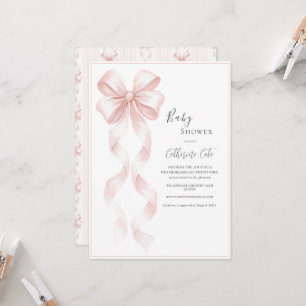 Rosa band & slingor Elegant baby Inbjudningar