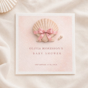 Rosa band snigelskal flicka baby shower pappersservett