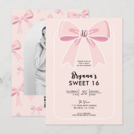 Rosa band Söt Pizzi Coquette stuga Chic Sweet 16 Inbjudningar