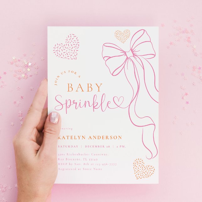 Rosa band spridd baby shower inbjudan (Skapare uppladdad)