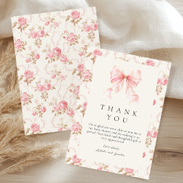 Rosa band stuga blommande babyfirande tackkort kort