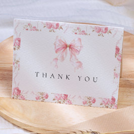 Rosa band stuga blomster baby shower tackkort