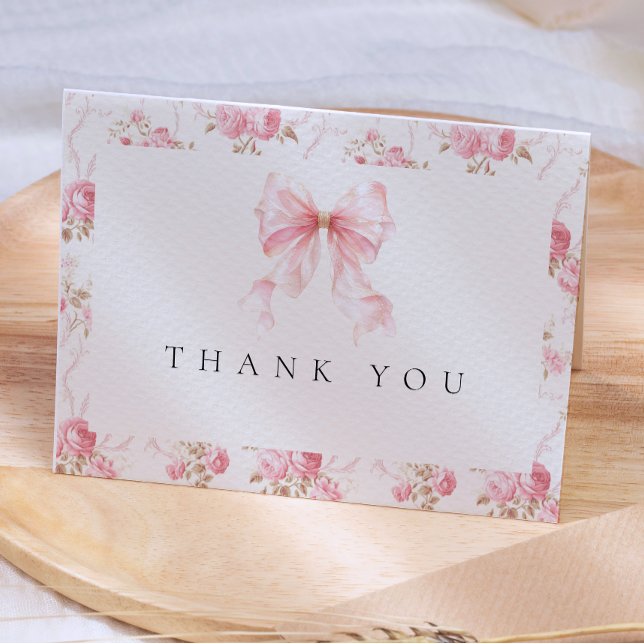 Rosa band stuga blomster baby shower tackkort (Skapare uppladdad)
