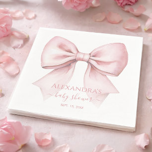 Rosa band tjej baby shower watercolor coquette pappersservett