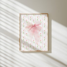 Rosa band tulipmönster Coquette Girly väggposter