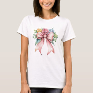 Rosa band vattenteckning blommor Coquette kvinnor T Shirt