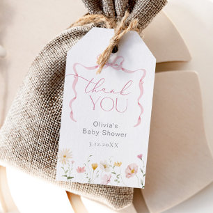 Rosa band vild blomster whimsical tack presentetikett