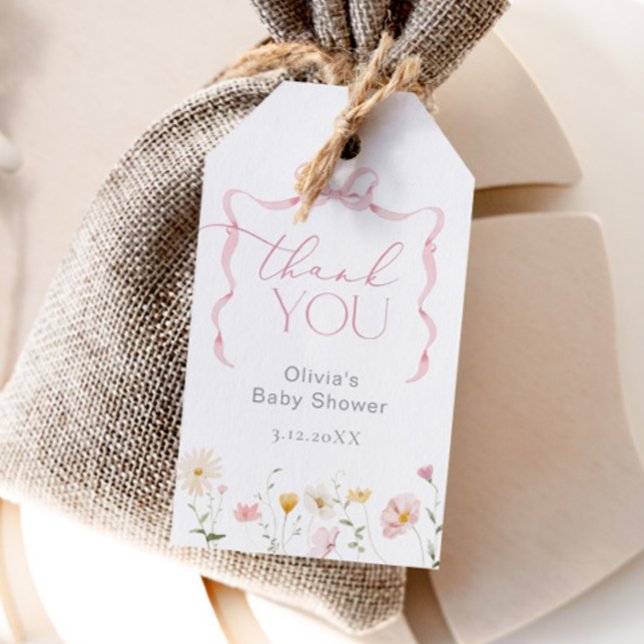 Rosa band vild blomster whimsical tack presentetikett (Skapare uppladdad)