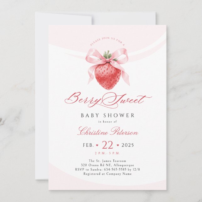 Rosa bandage Rosendekoration Baby Shower-inbjudan Inbjudningar (Framsida)
