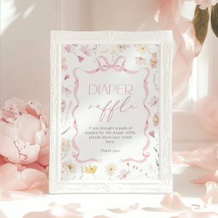 Rosa bandana blöja lotteri Wildflower Baby shower Poster