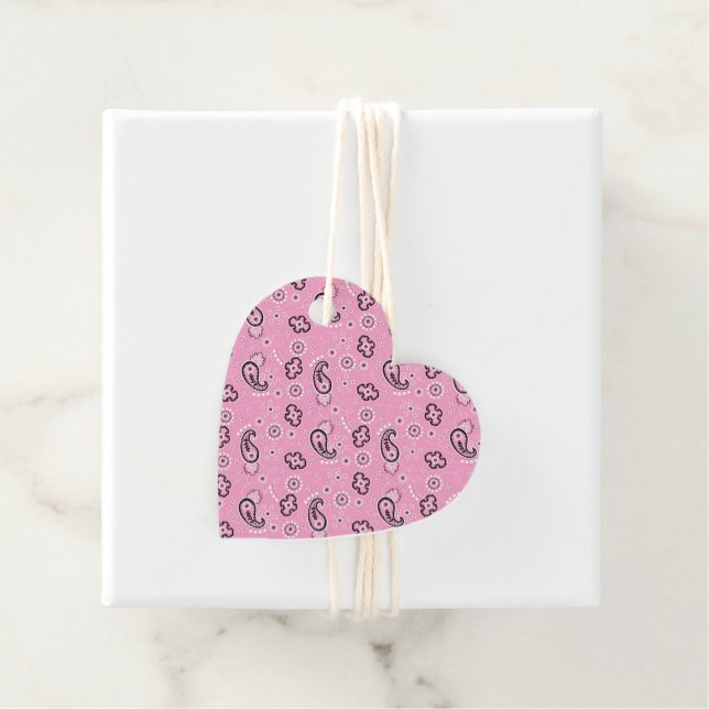 Rosa Bandana Heart Kärlek Sweet Cowgirl Äventyr Gåvor Etiketter (På plats)