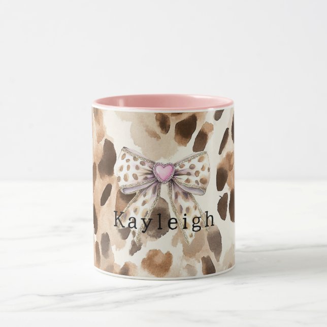Rosa bandana hjärta leopard mugg (Center)