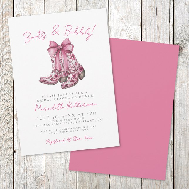 Rosa bandana land bröllopsdusch inbjudningar (Pink Bow Country Bridal Shower Invitation)