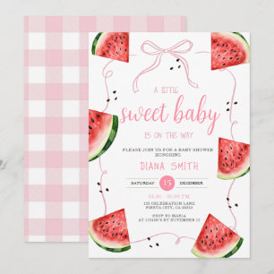 Rosa bandana vattenmelon baby shower inbjudningar