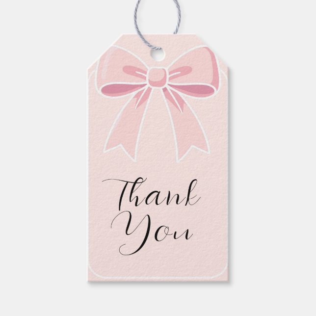 Rosa bandar söta kokett stuga födelsedagsfest  presentetikett (Framsidan)