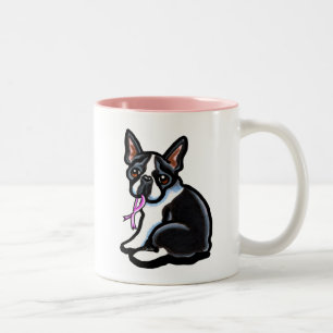 Rosa bandBoston Terrier Två-Tonad Mugg
