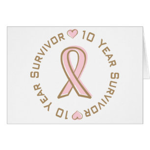 Rosa bandbröstcancer överlevande 10 år hälsningskort
