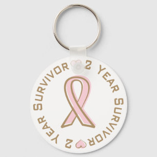 Rosa bandbröstcancer överlevande 2 år nyckelring