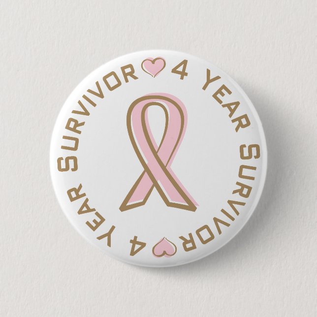 Rosa bandbröstcancer överlevande 4 år knapp (Framsida)