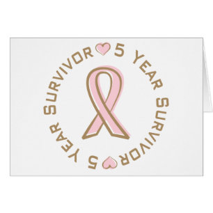 Rosa bandbröstcancer överlevande 5 år hälsningskort