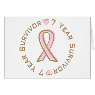 Rosa bandbröstcancer överlevande 7 år hälsningskort