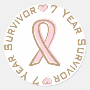 Rosa bandbröstcancer överlevande 7 år runt klistermärke
