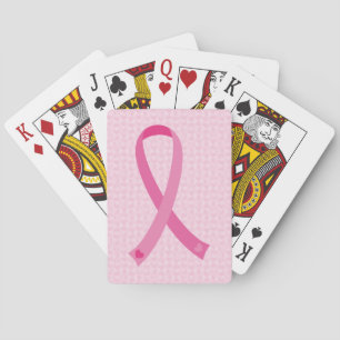 Rosa bandbröstcancermedvetenhet som leker kort casinokort