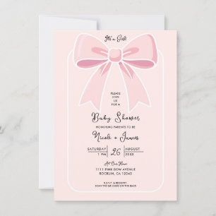 Rosa bander Söt flirt Stug-chic baby shower Inbjudningar