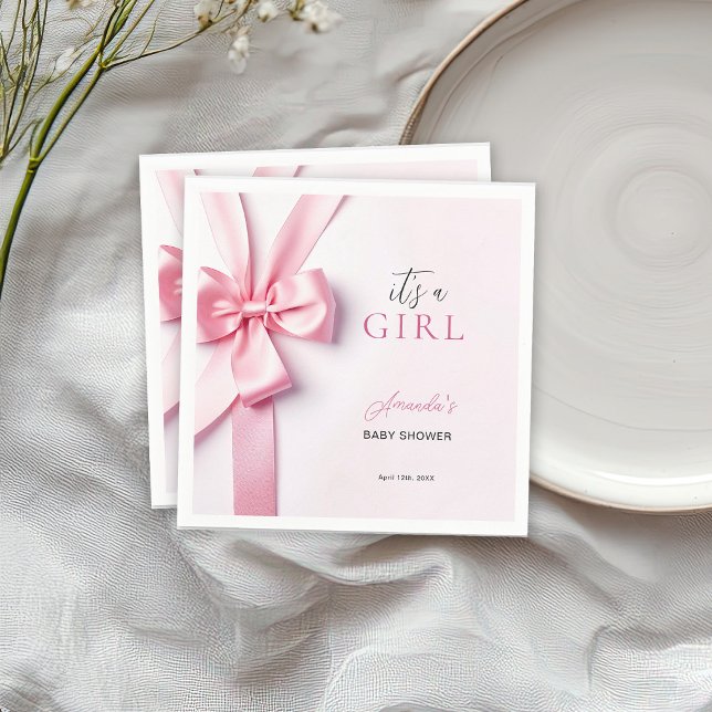 Rosa banderoll baby shower Det är en flicka Pappersservett (Skapare uppladdad)