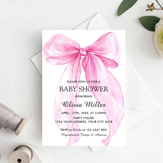Rosa banderoll baby shower inbjudningar (Skapare uppladdad)